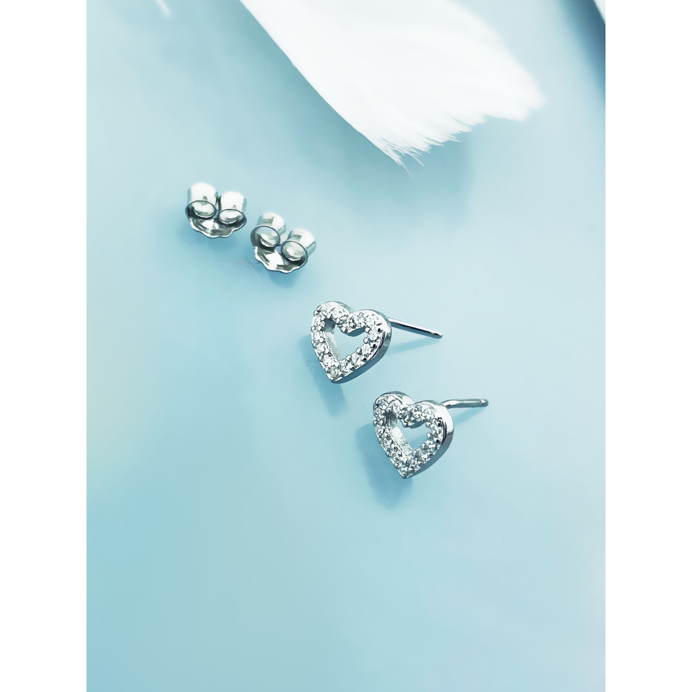 925 Silber Ohrringe Herz mit Zirkonia