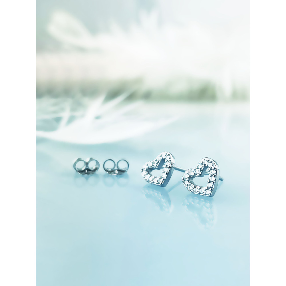 925 Silber Ohrringe Herz mit Zirkonia