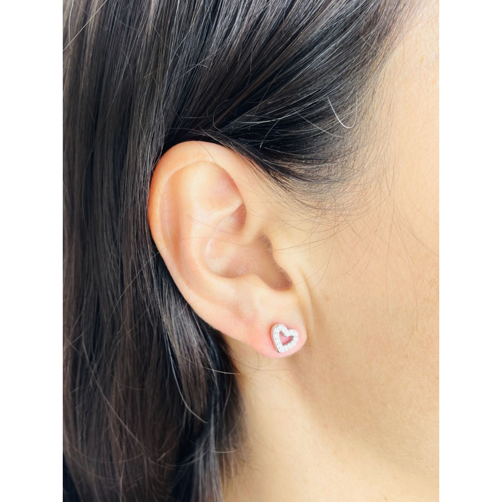 925 Silber Ohrringe Herz mit Zirkonia