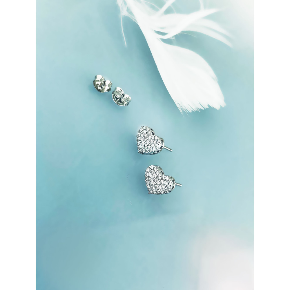 925 Silber Ohrringe Herz mit Zirkonia