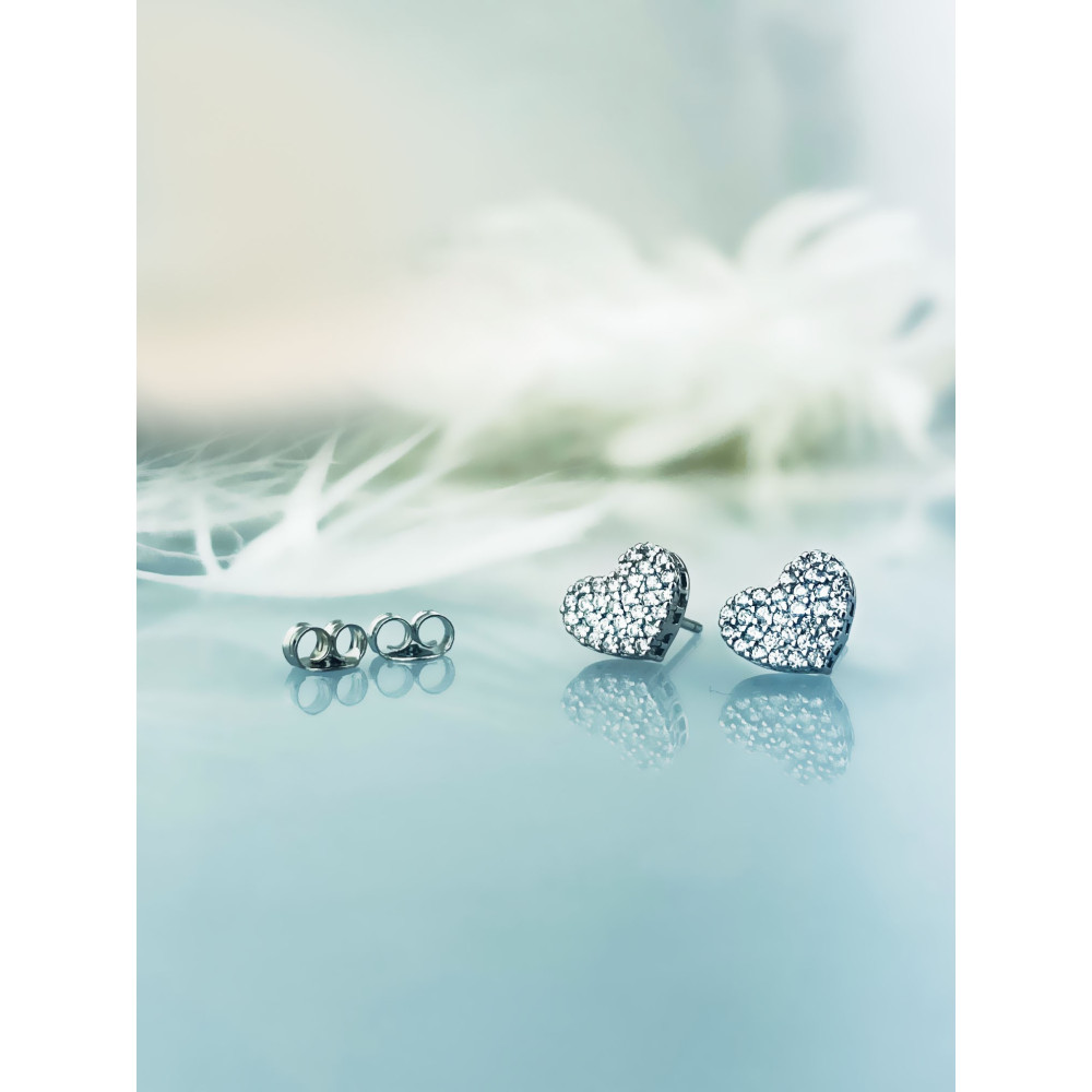 925 Silber Ohrringe Herz mit Zirkonia