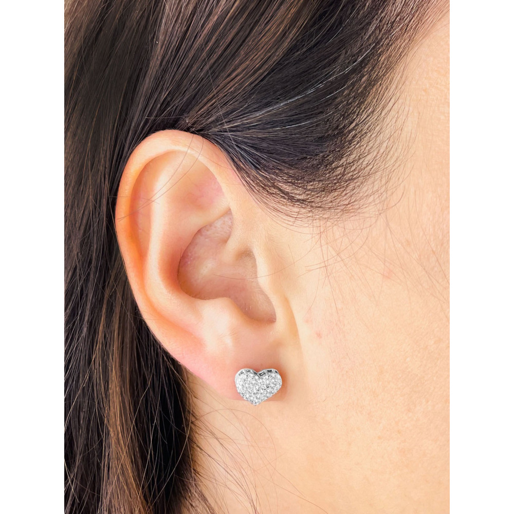 925 Silber Ohrringe Herz mit Zirkonia