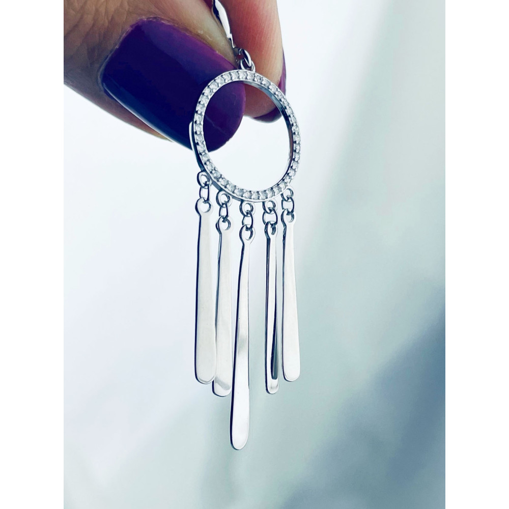 925 Silber Ohrringe Kreise mit Zirkonia