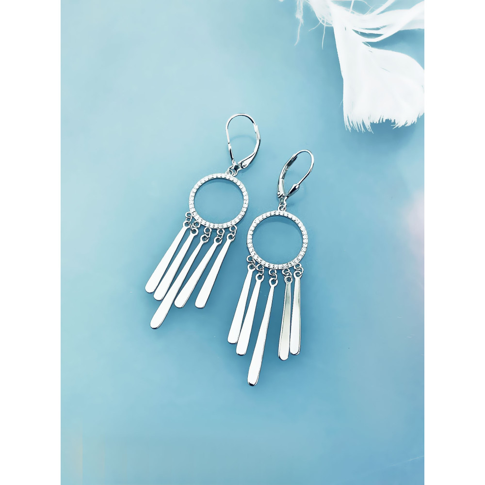 925 Silber Ohrringe Kreise mit Zirkonia