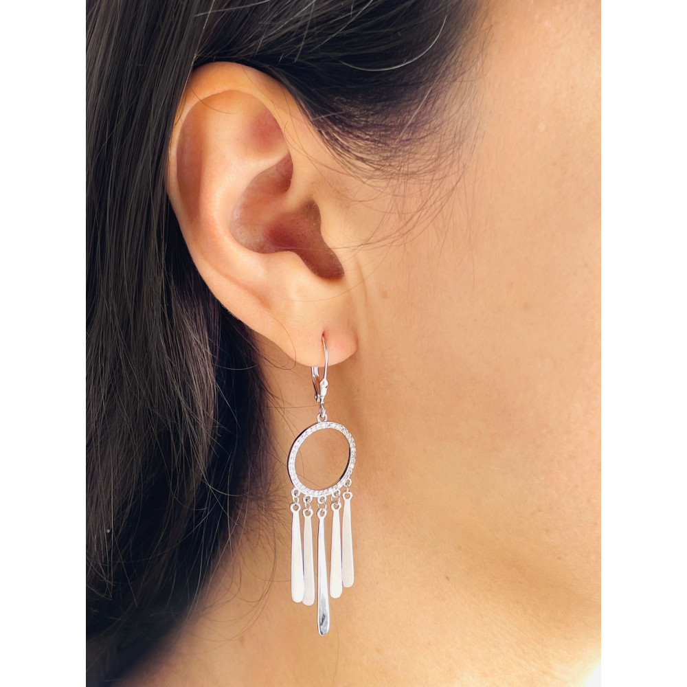 925 Silber Ohrringe Kreise mit Zirkonia