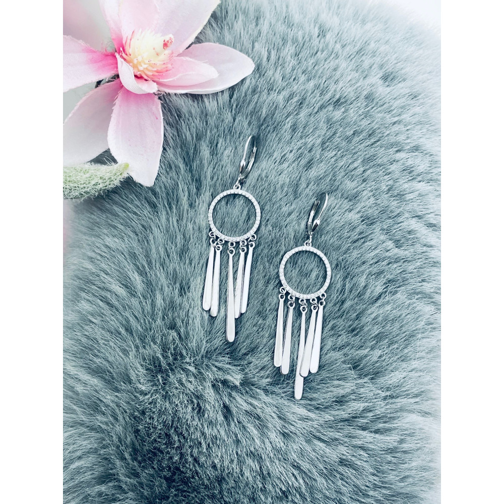 925 Silber Ohrringe Kreise mit Zirkonia