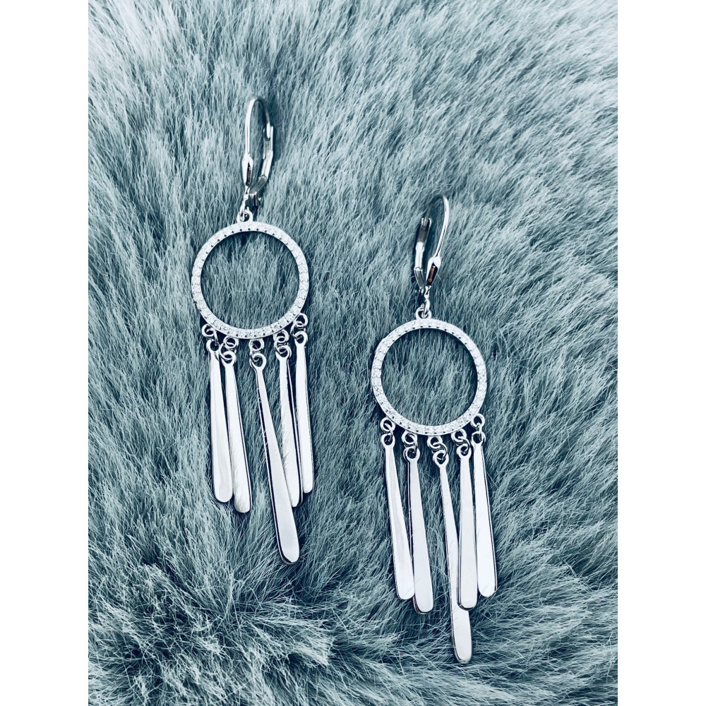 925 Silber Ohrringe Kreise mit Zirkonia