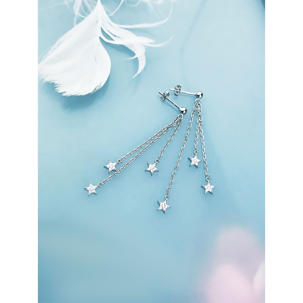 925 Silber Ohrringe Sterne mit Zirkonia