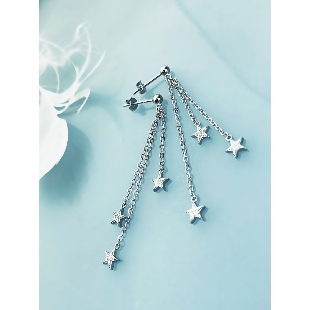 925 Silber Ohrringe Sterne mit Zirkonia