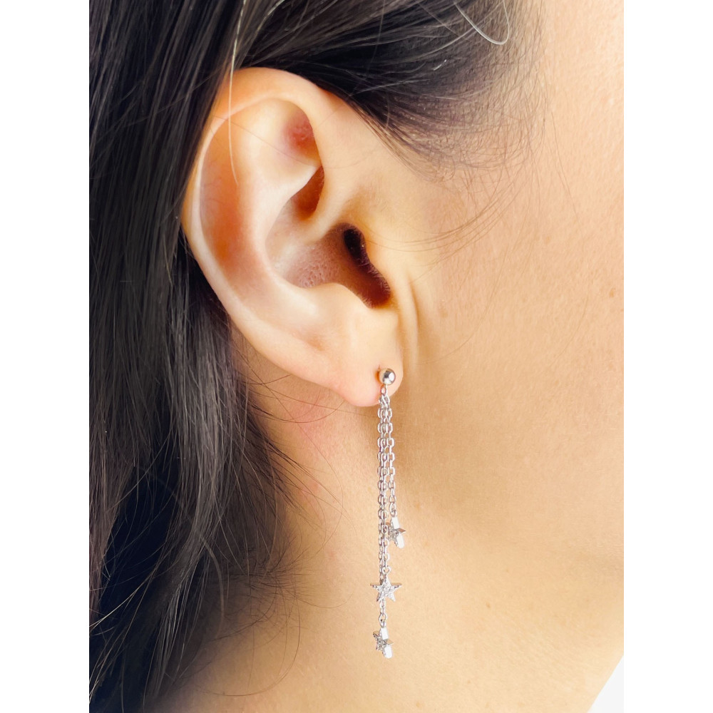 925 Silber Ohrringe Sterne mit Zirkonia