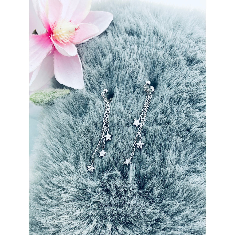 925 Silber Ohrringe Sterne mit Zirkonia