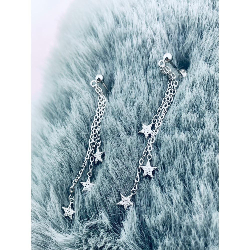 925 Silber Ohrringe Sterne mit Zirkonia