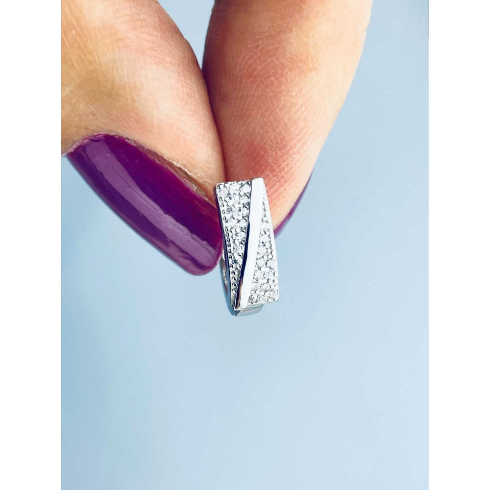 925 Silber Ohrringe Halbkreise mit Zirkonia