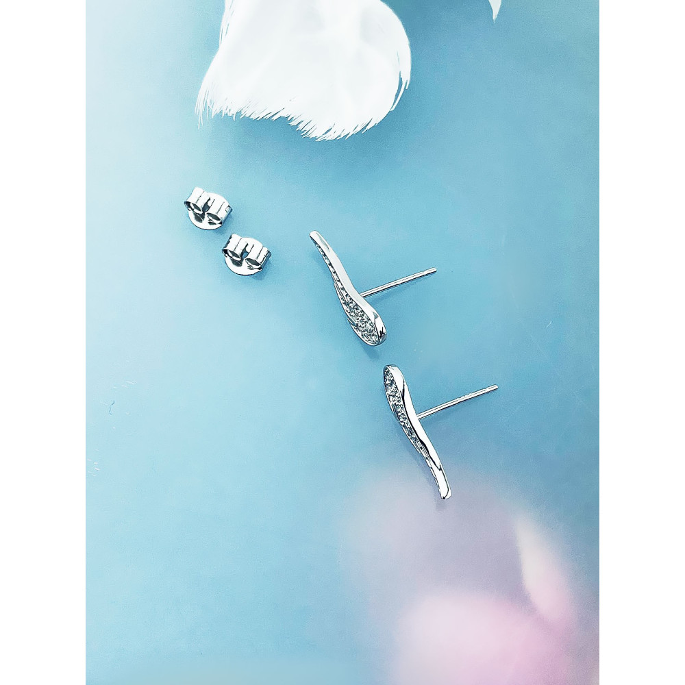 925 Silber Ohrringe Flügel mit Zirkonia