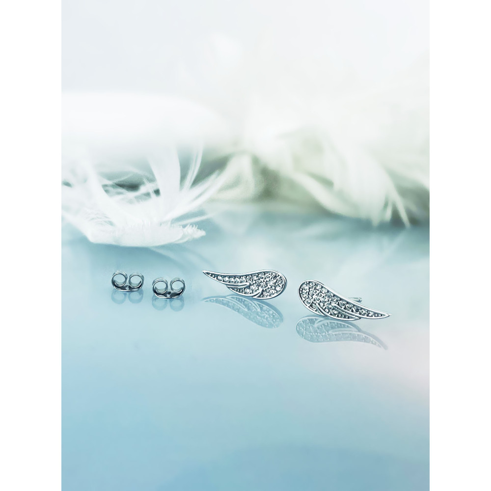 925 Silber Ohrringe Flügel mit Zirkonia