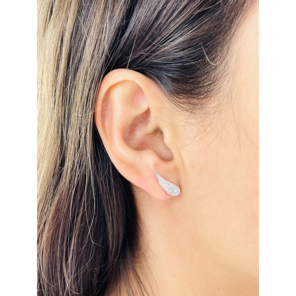 925 Silber Ohrringe Flügel mit Zirkonia