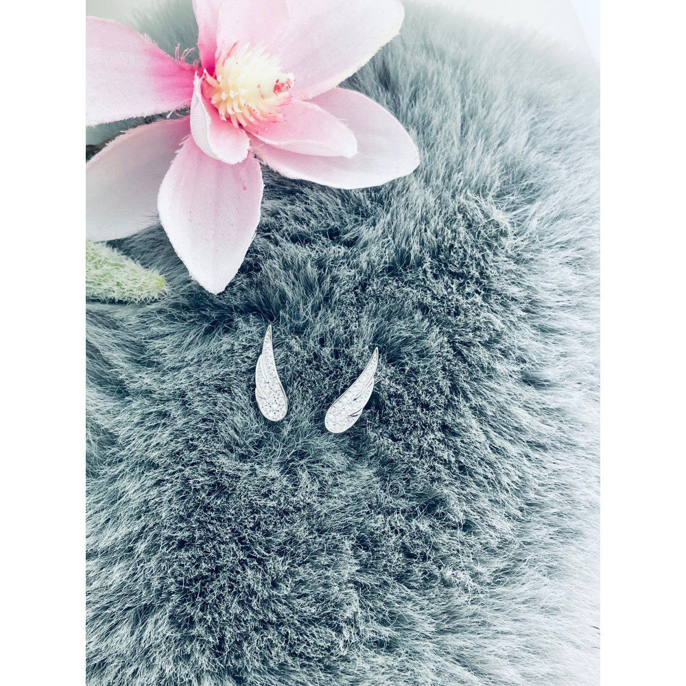 925 Silber Ohrringe Flügel mit Zirkonia