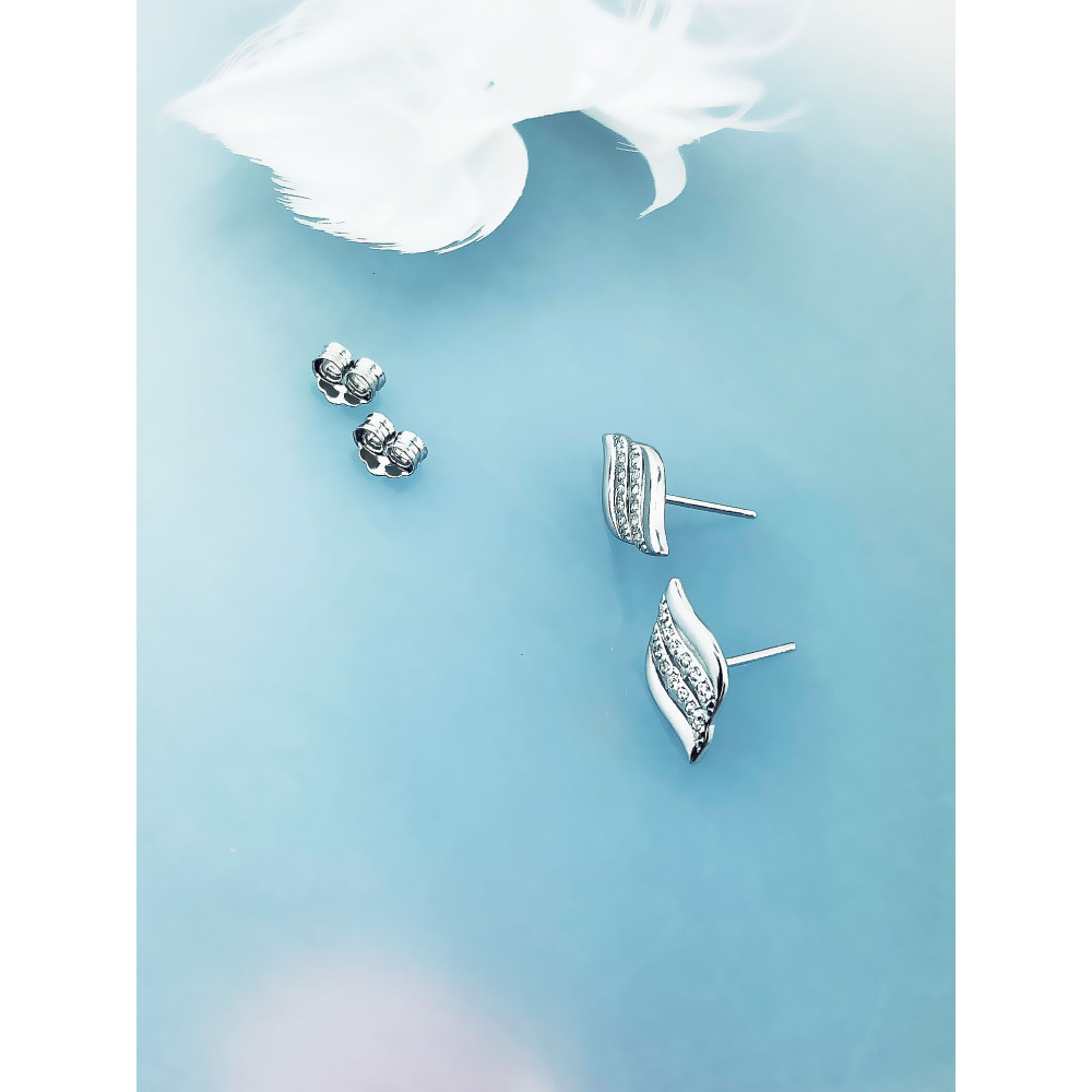 925 Silber Ohrringe Wellen mit Zirkonia