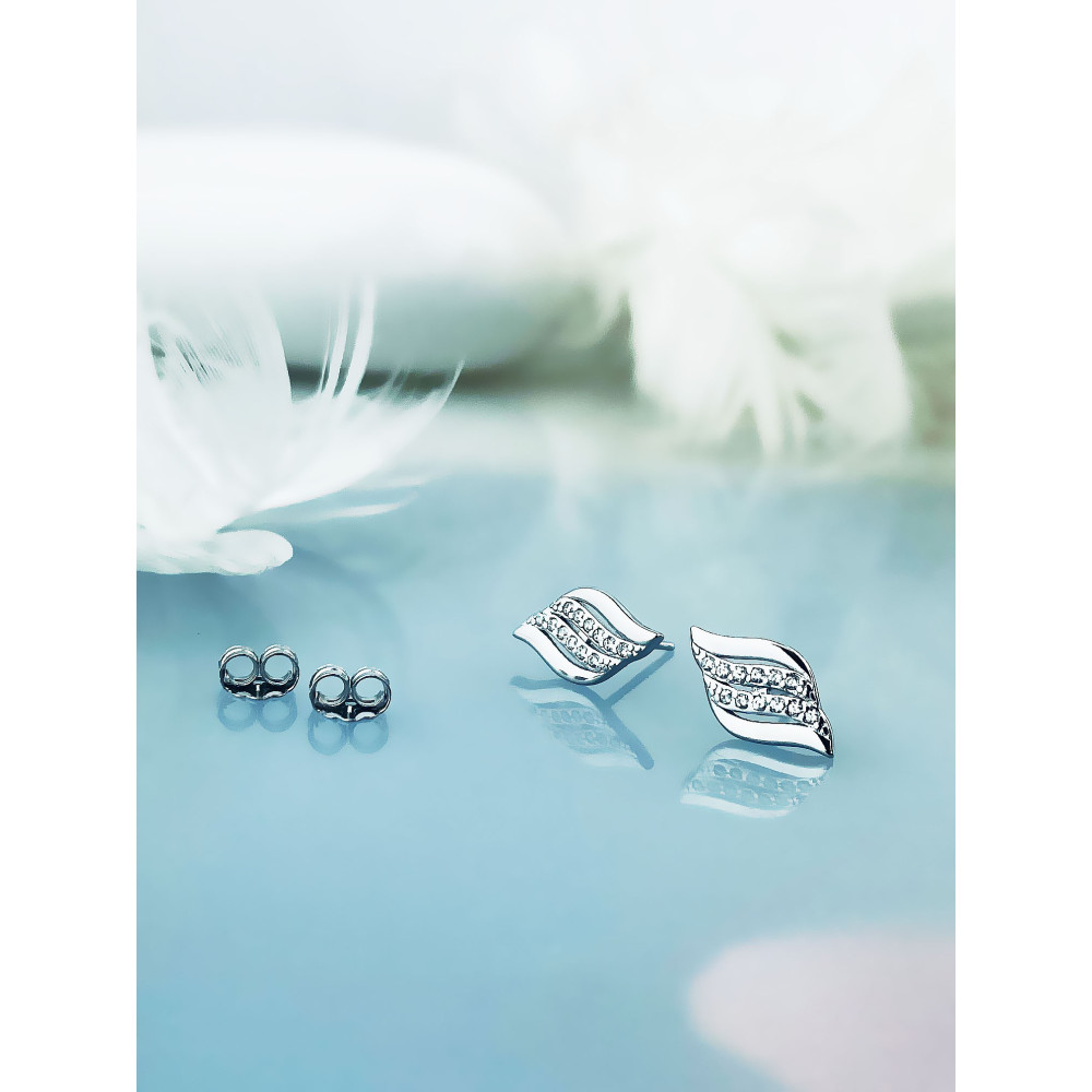 925 Silber Ohrringe Wellen mit Zirkonia