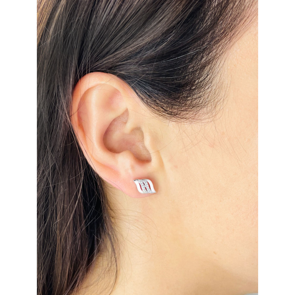 925 Silber Ohrringe Wellen mit Zirkonia