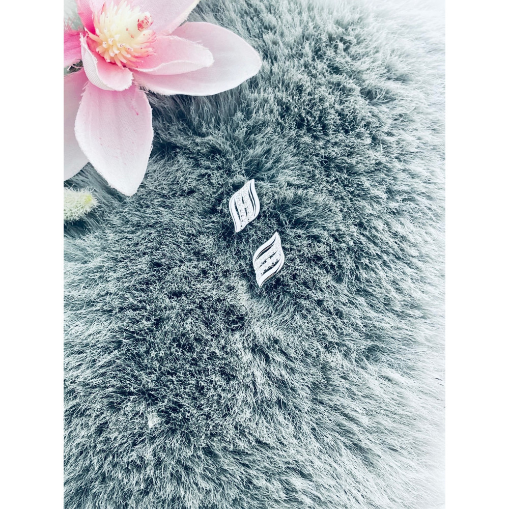 925 Silber Ohrringe Wellen mit Zirkonia