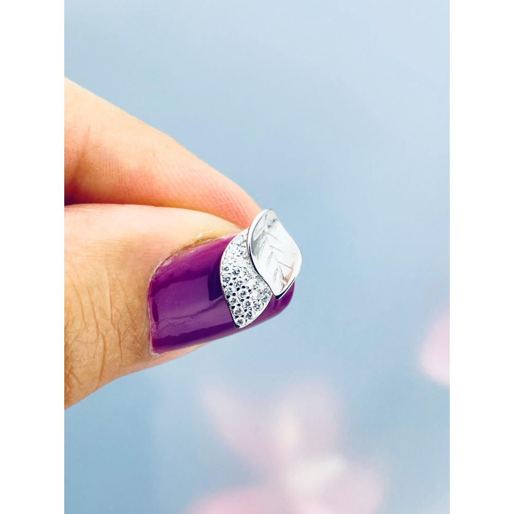 925 Silber Ohrringe Blätter mit Zirkonia
