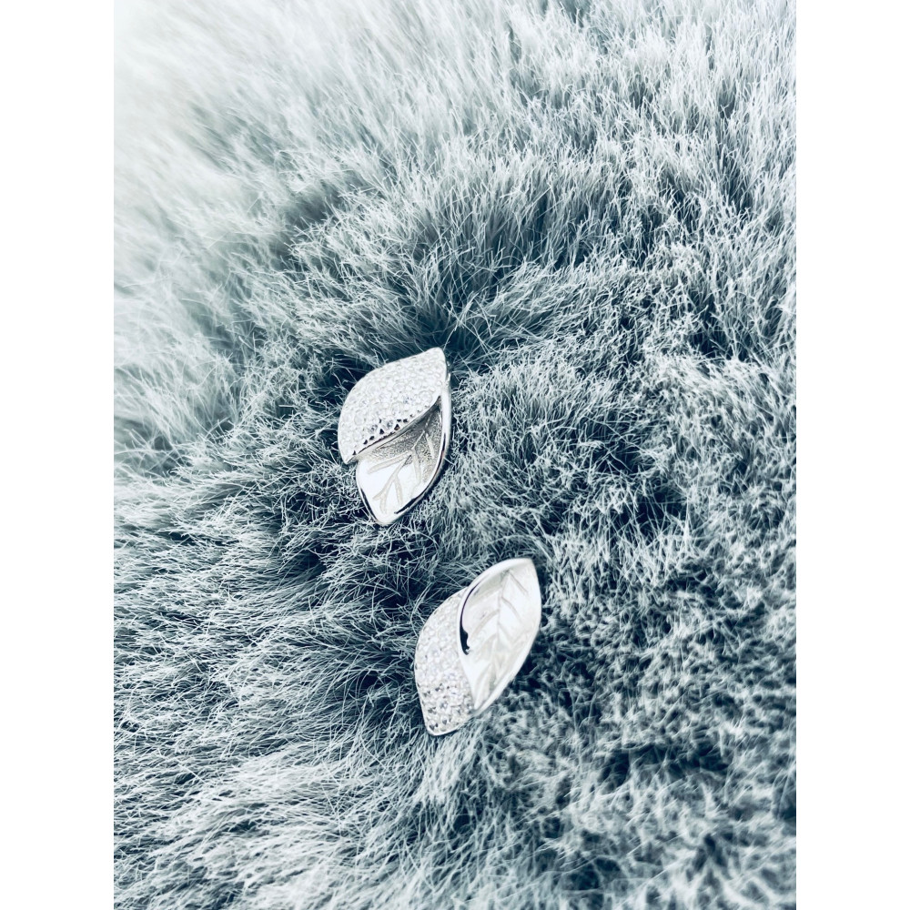 925 Silber Ohrringe Blätter mit Zirkonia