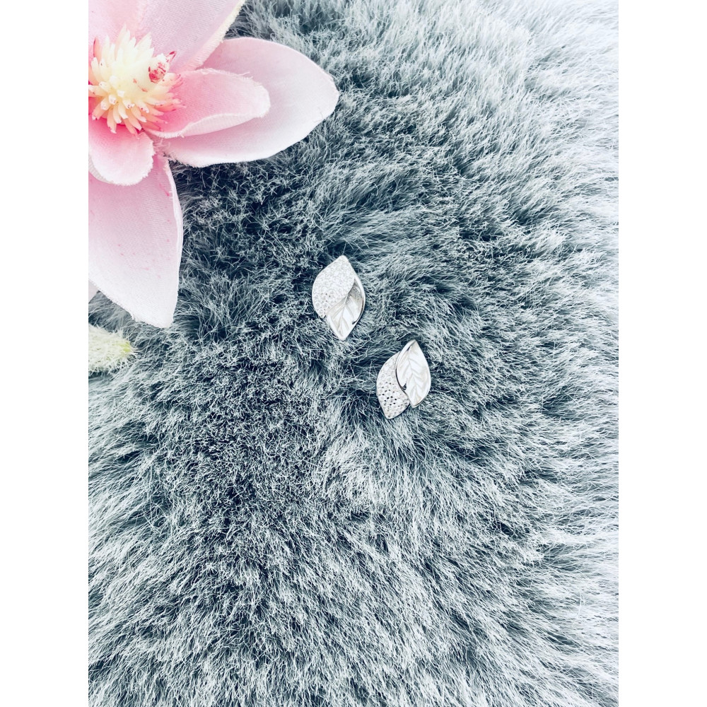 925 Silber Ohrringe Blätter mit Zirkonia