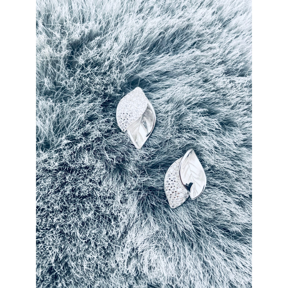 925 Silber Ohrringe Blätter mit Zirkonia