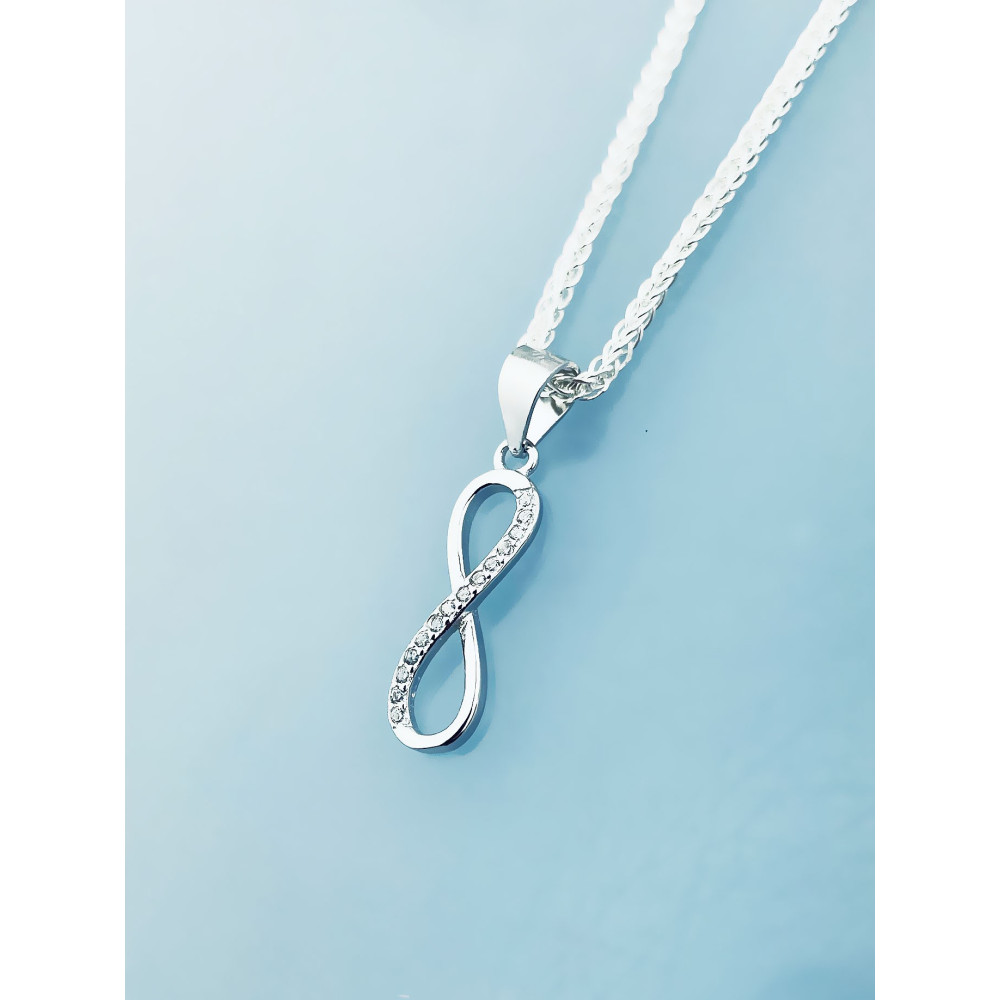 925 Silber Damen Medaillon Anhänger Infinity mit Zirkonia