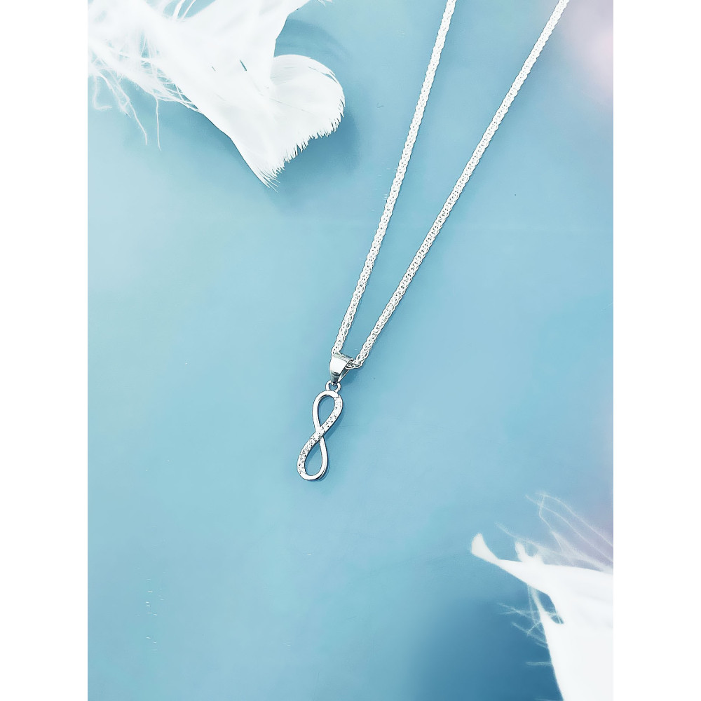 925 Silber Damen Medaillon Anhänger Infinity mit Zirkonia