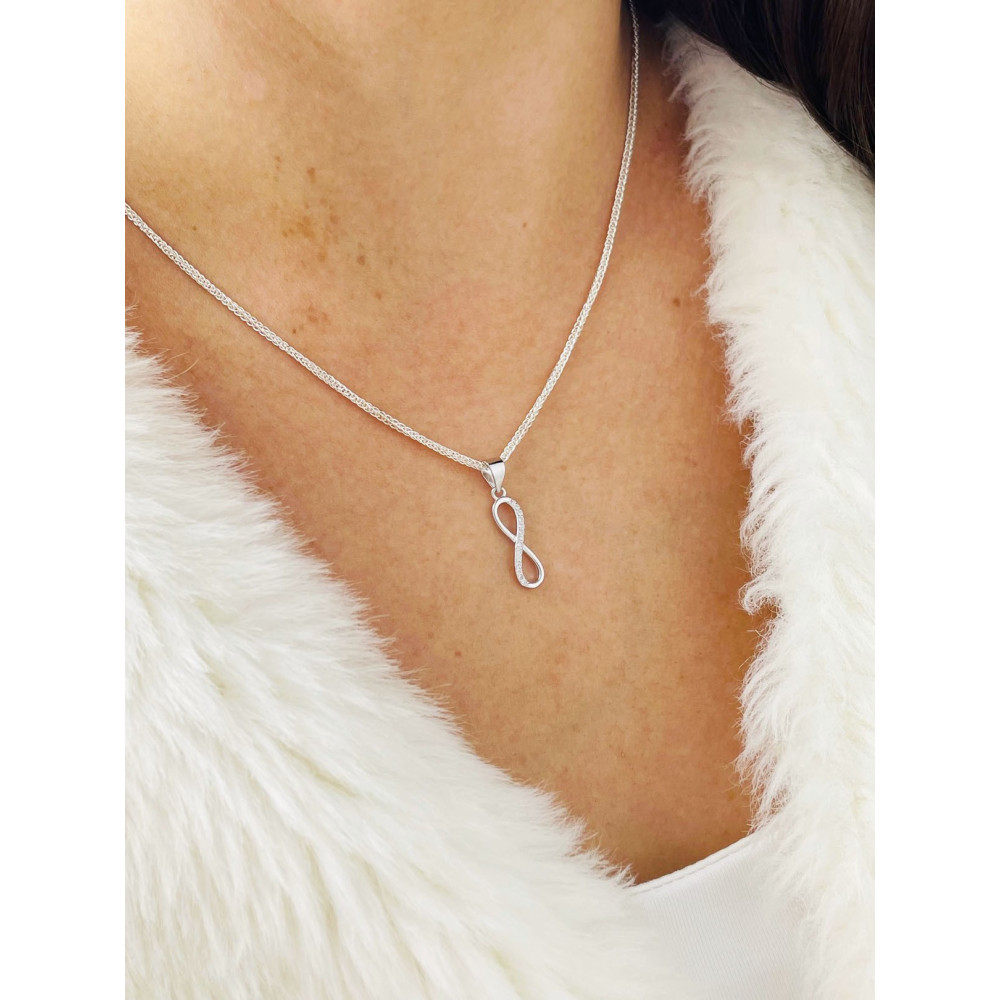 925 Silber Damen Medaillon Anhänger Infinity mit Zirkonia