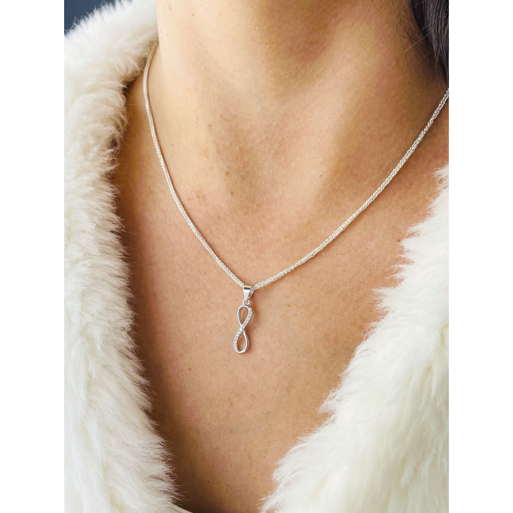 925 Silber Damen Medaillon Anhänger Infinity mit Zirkonia