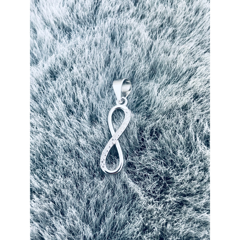 925 Silber Damen Medaillon Anhänger Infinity mit Zirkonia