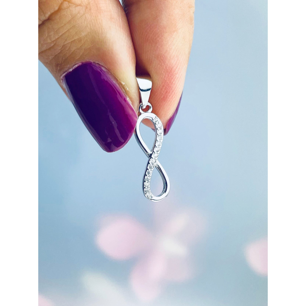 925 Silber Damen Medaillon Anhänger Infinity mit Zirkonia