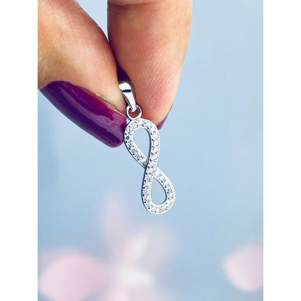 925 Silber Damen Medaillon Anhänger Infinity mit Zirkonia