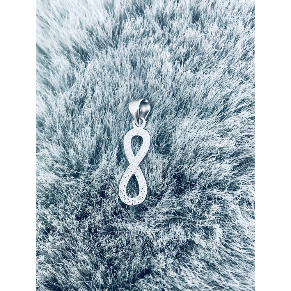 925 Silber Damen Medaillon Anhänger Infinity mit Zirkonia