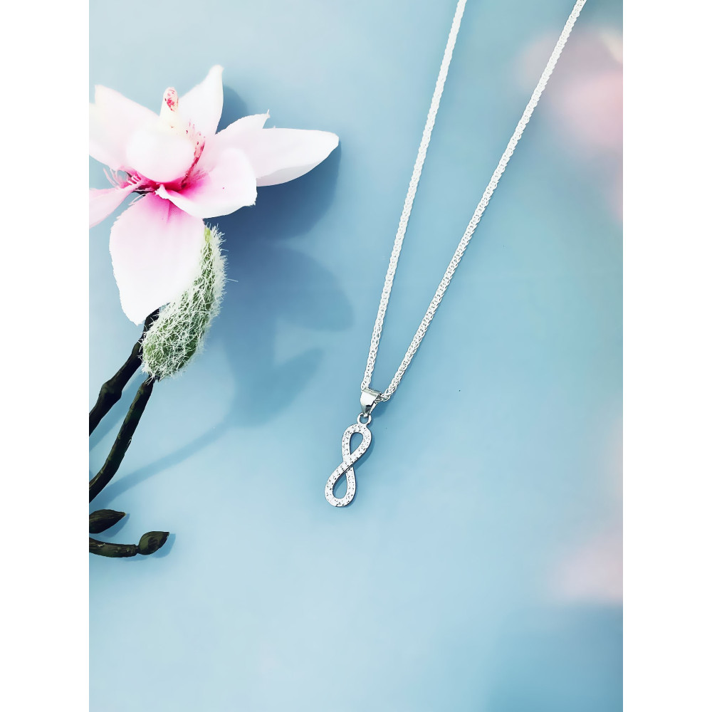 925 Silber Damen Medaillon Anhänger Infinity mit Zirkonia