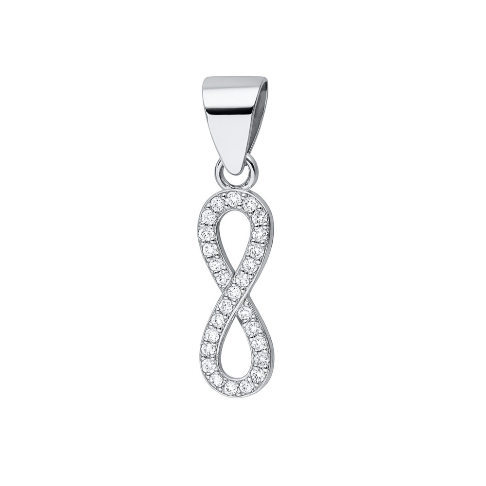 925 Silber Damen Medaillon Anhänger Infinity mit Zirkonia