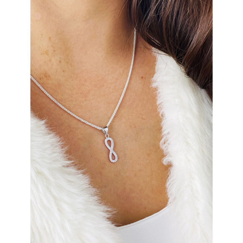 Srebrna zawieszka nieskończoność z cyrkoniami
