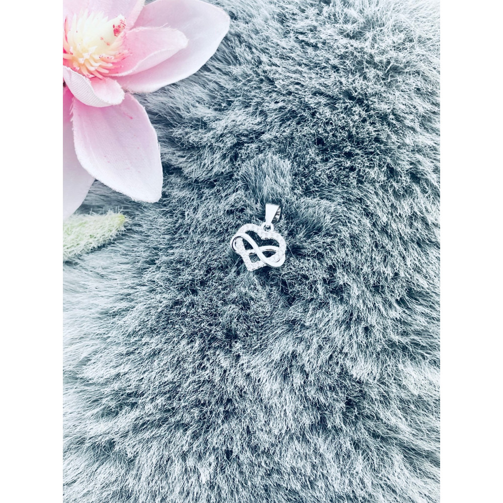 925 Silber Damen Medaillon Anhänger Infinity und Herz mit Zirkonia