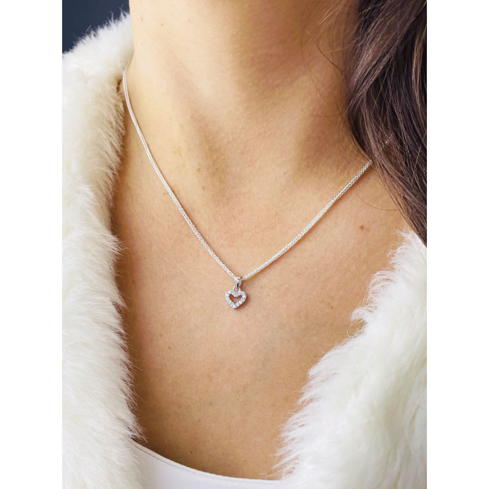 925 Silber Damen Medaillon Anhänger Herz mit Zirkonia