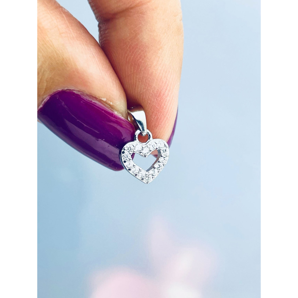 925 Silber Damen Medaillon Anhänger Herz mit Zirkonia