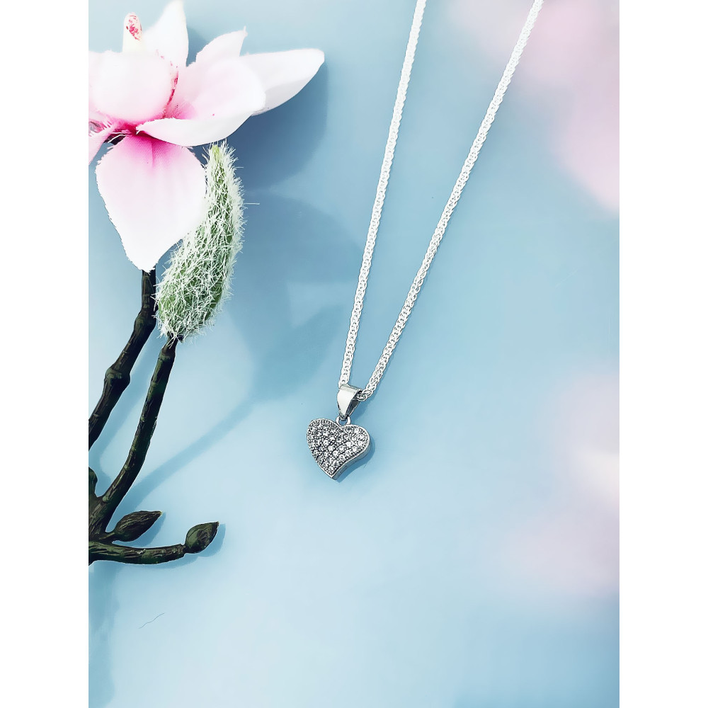 925 Silber Damen Medaillon Anhänger Herz mit Zirkonia