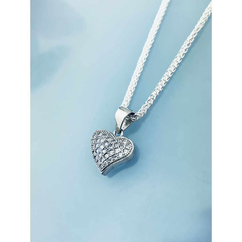 925 Silber Damen Medaillon Anhänger Herz mit Zirkonia