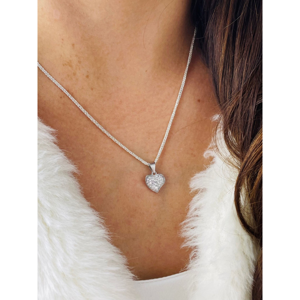 925 Silber Damen Medaillon Anhänger Herz mit Zirkonia