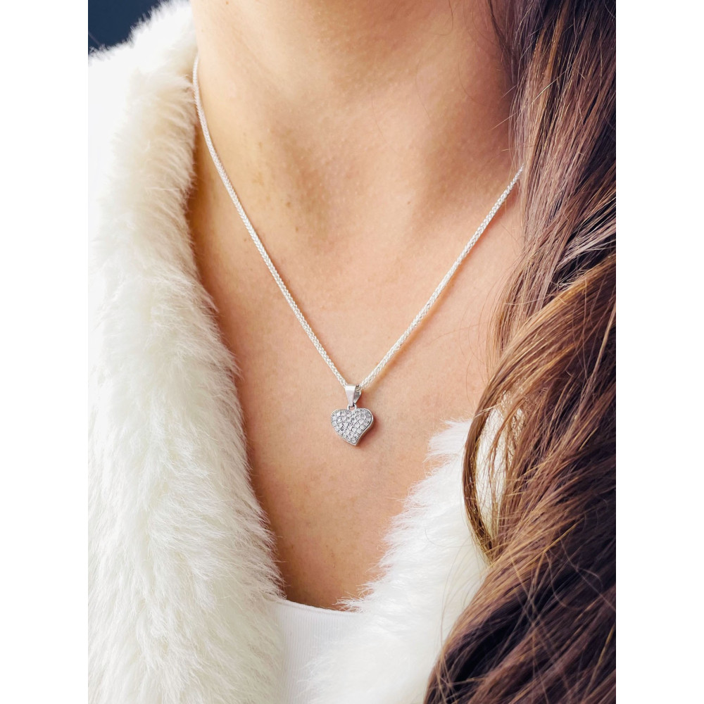 925 Silber Damen Medaillon Anhänger Herz mit Zirkonia