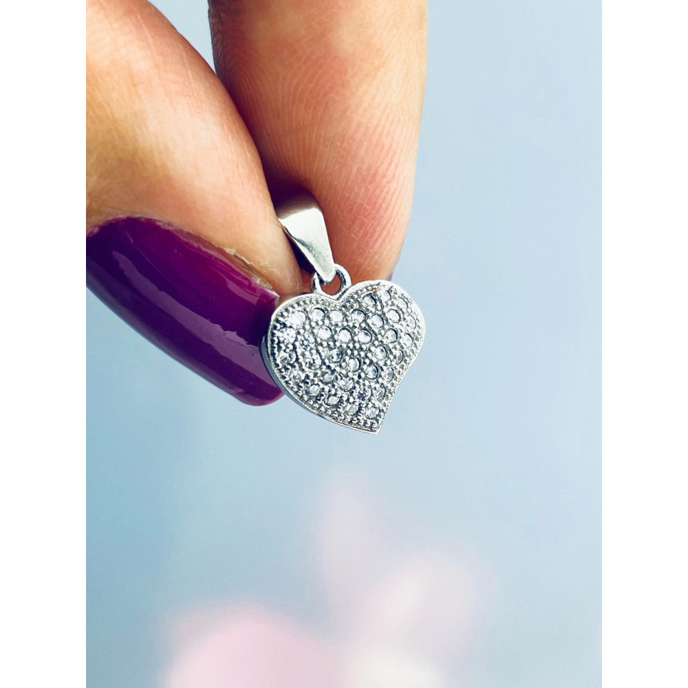 925 Silber Damen Medaillon Anhänger Herz mit Zirkonia