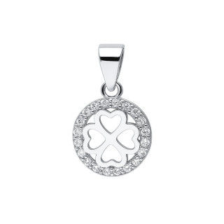 925 Silber Damen Medaillon Anhänger vierblättriges Kleeblatt mit Zirkonia