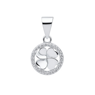 925 Silber Damen Medaillon Anhänger vierblättriges Kleeblatt mit Zirkonia